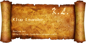 Klup Leander névjegykártya